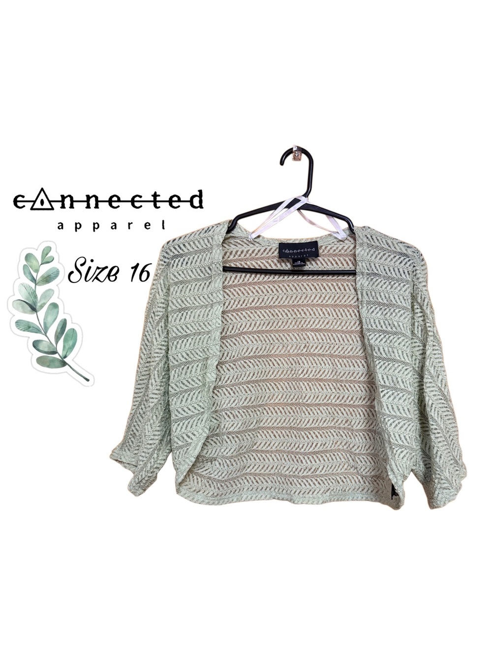 ✨ 🌿Fairycore Boho Whimsigoth Seafoam Lace Bolero Cardigan 12/14 🌿✨